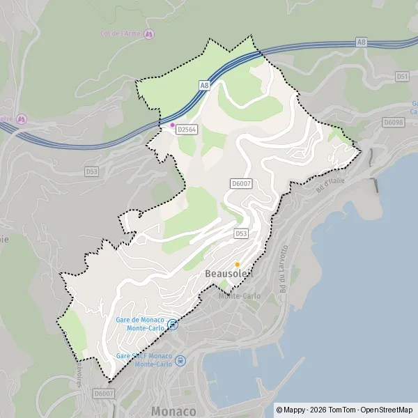 Map Beausoleil: map of Beausoleil (06240) and practical information