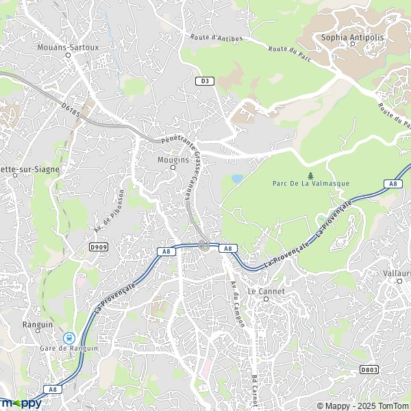 Map Mougins map of Mougins (06250) and practical information