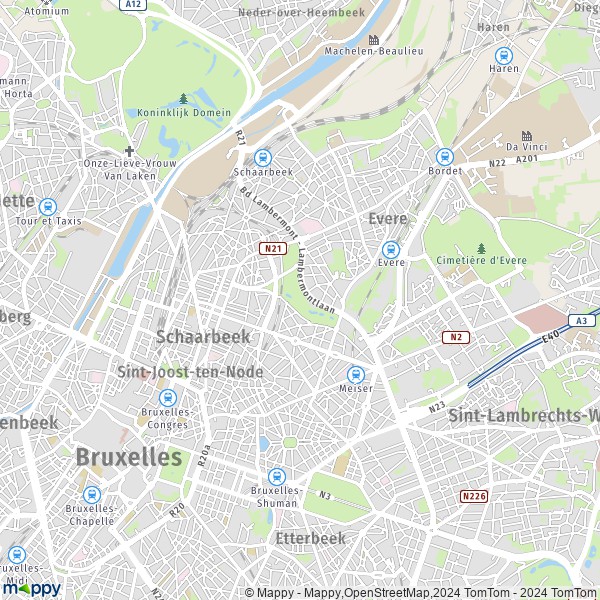 Map Schaerbeek: map of Schaerbeek (1030) and practical information