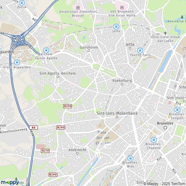 Map Molenbeek-Saint-Jean: map of Molenbeek-Saint-Jean (1080) and ...