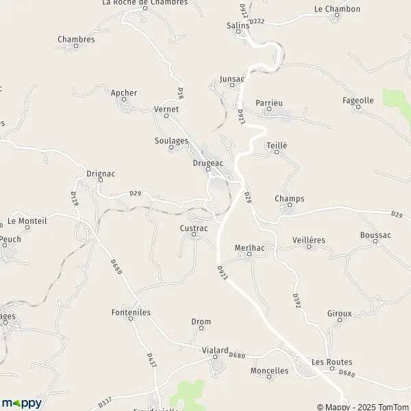 Map Drugeac map of Drugeac (15140) and practical information