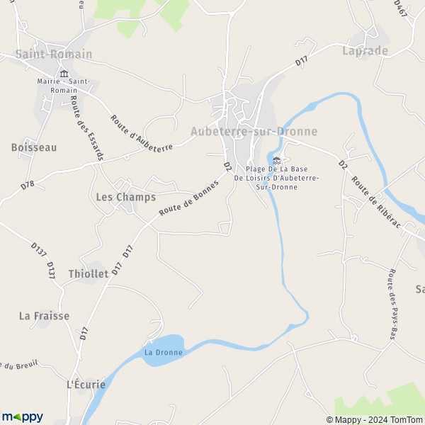 Map Aubeterre-sur-Dronne: map of Aubeterre-sur-Dronne (16390) and ...