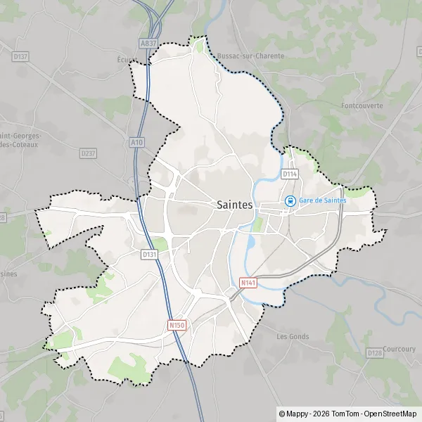 Map Saintes: map of Saintes (17100) and practical information