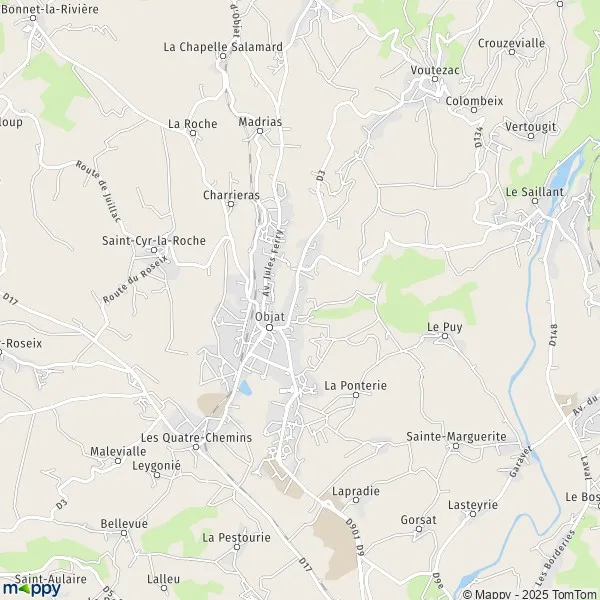 Map Objat map of Objat (19130) and practical information