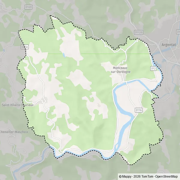Map Monceaux-sur-Dordogne: map of Monceaux-sur-Dordogne (19400) and ...