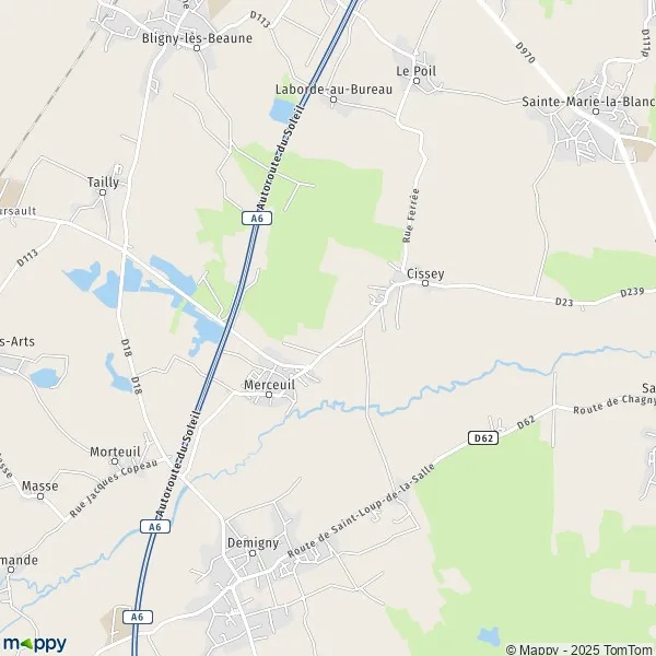 Map Merceuil map of Merceuil (21190) and practical information