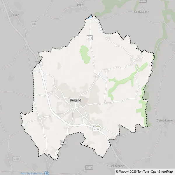 Map Bégard: map of Bégard (22140) and practical information