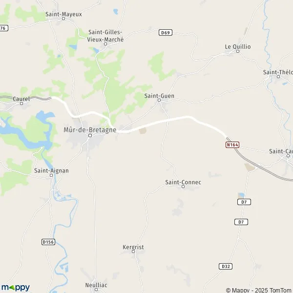 Map Guerlédan map of Guerlédan (22530) and practical information