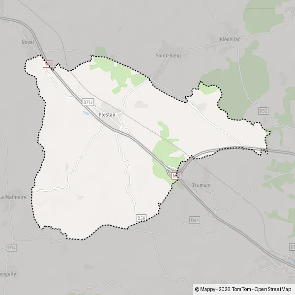 Map Plestan: map of Plestan (22640) and practical information