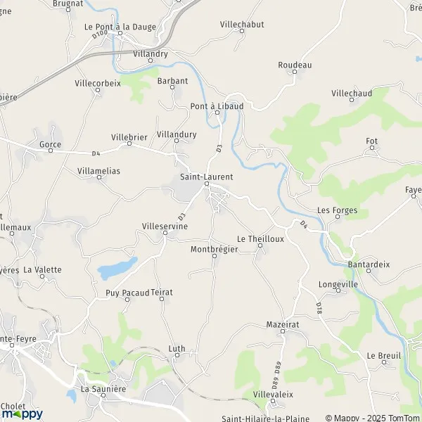 Map SaintLaurent map of SaintLaurent (23000) and practical information