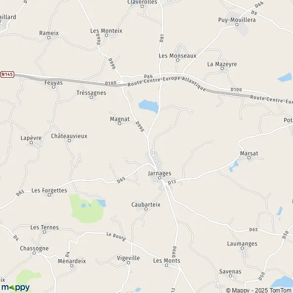 Map Jarnages map of Jarnages (23140) and practical information