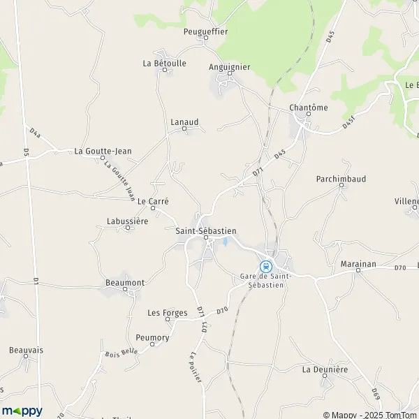 Map SaintSébastien map of SaintSébastien (23160) and practical