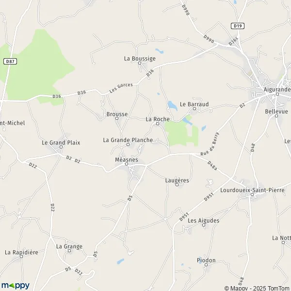 Map Méasnes map of Méasnes (23360) and practical information