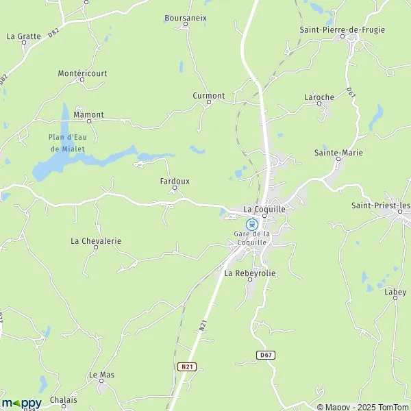 Map La Coquille map of La Coquille (24450) and practical information