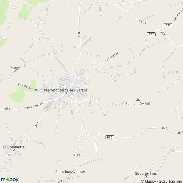 Map PierrefontainelesVarans map of PierrefontainelesVarans (25510