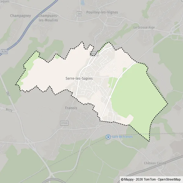 Map Serre-les-Sapins: map of Serre-les-Sapins (25770) and practical ...