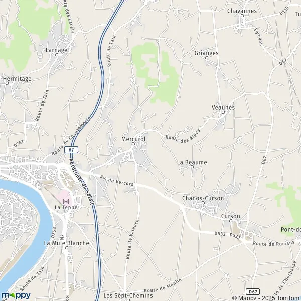 Map MercurolVeaunes map of MercurolVeaunes (26600) and practical