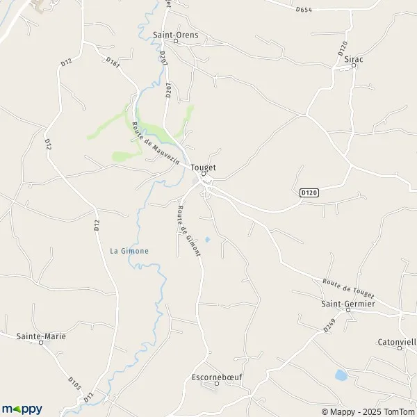 Map Touget map of Touget (32430) and practical information