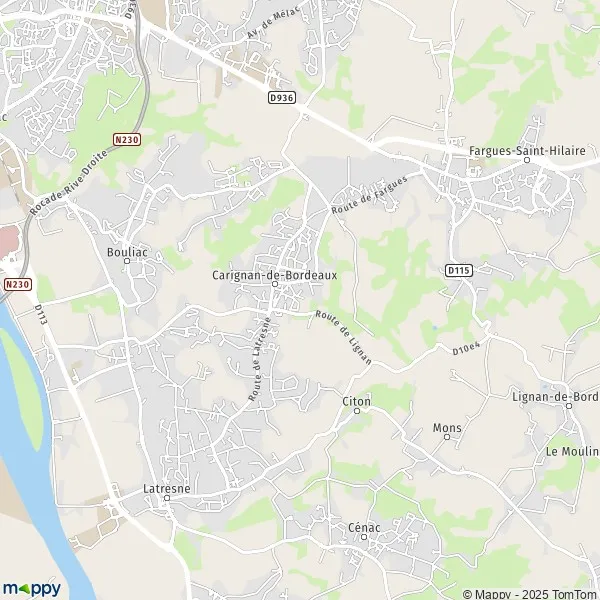 Map CarignandeBordeaux map of CarignandeBordeaux (33360) and