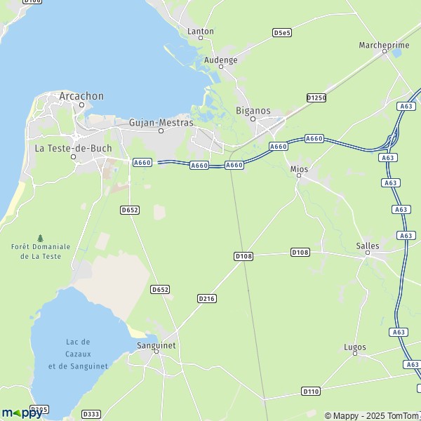 Map Le Teich map of Le Teich (33470) and practical information