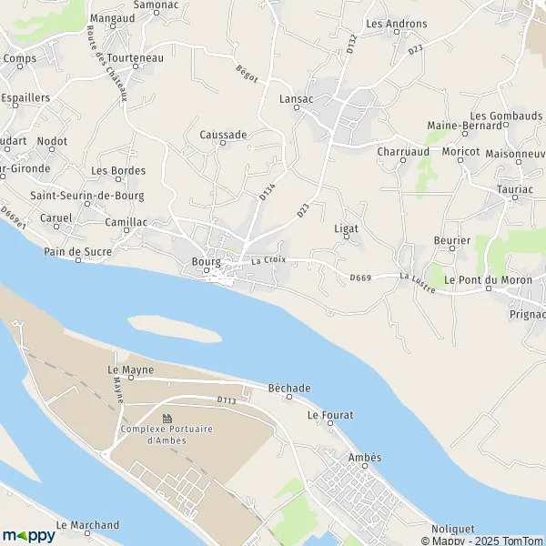 Map Bourg map of Bourg (33710) and practical information