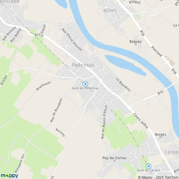 Map Podensac map of Podensac (33720) and practical information