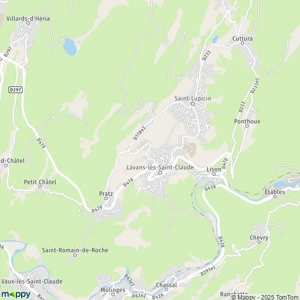 Map LavanslèsSaintClaude map of LavanslèsSaintClaude (39170) and
