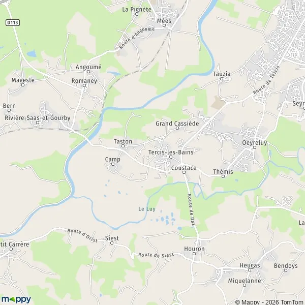 Map TercislesBains map of TercislesBains (40180) and practical