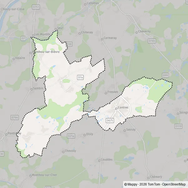 Map Le Controis-en-Sologne: map of Le Controis-en-Sologne (41120) and ...