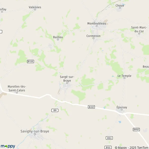 Map SargésurBraye map of SargésurBraye (41170) and practical