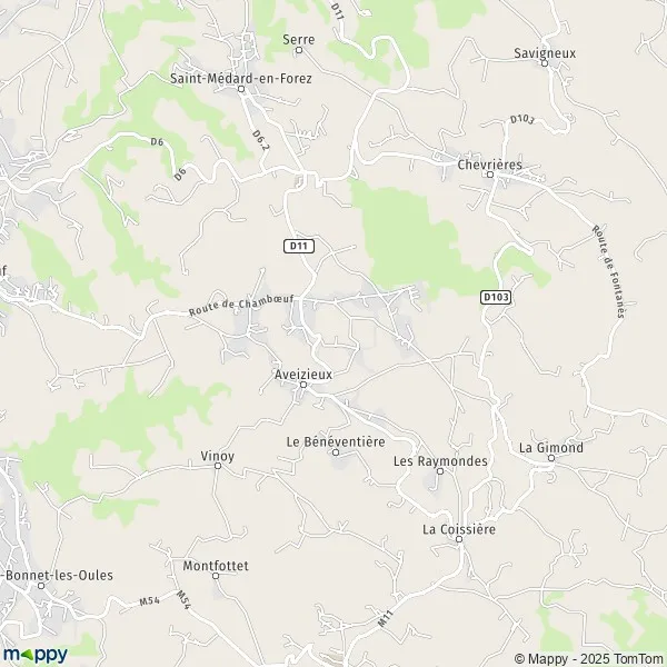 Map Aveizieux map of Aveizieux (42330) and practical information