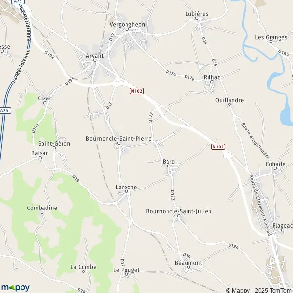 Map BournoncleSaintPierre map of BournoncleSaintPierre (43360) and