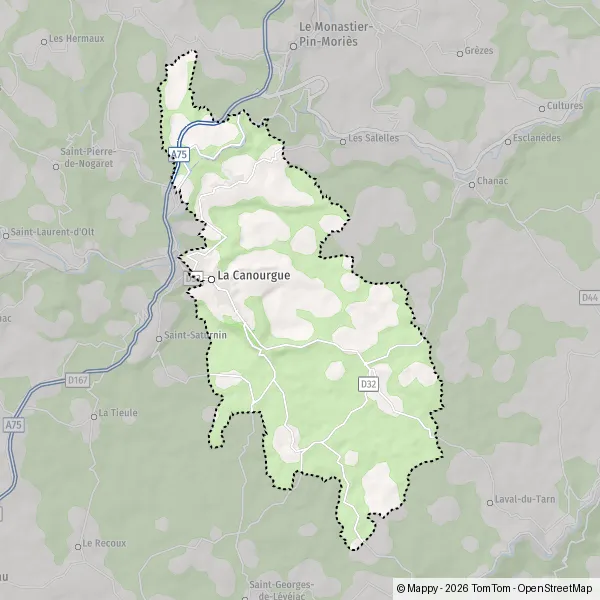 Map La Canourgue: map of La Canourgue (48500) and practical information