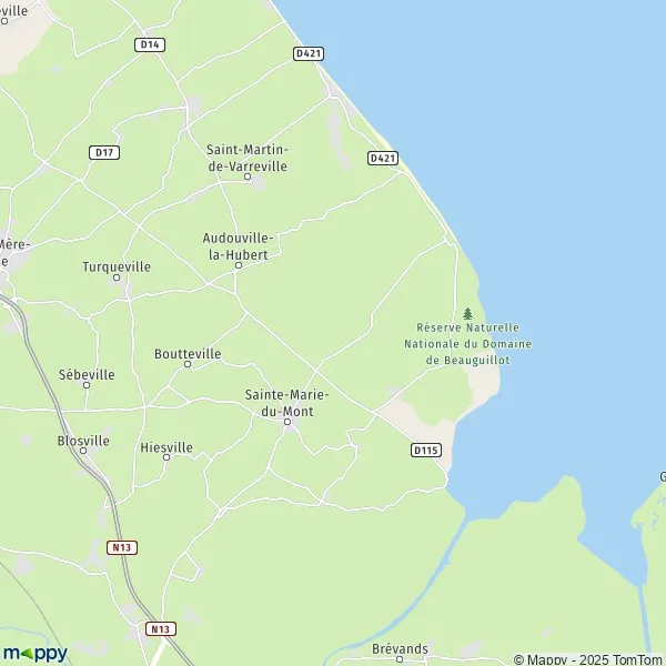 Map SainteMarieduMont map of SainteMarieduMont (50480) and