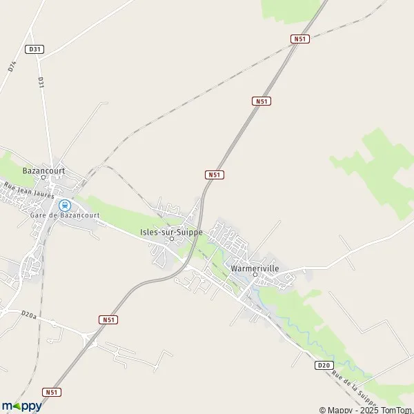 Map IslessurSuippe map of IslessurSuippe (51110) and practical