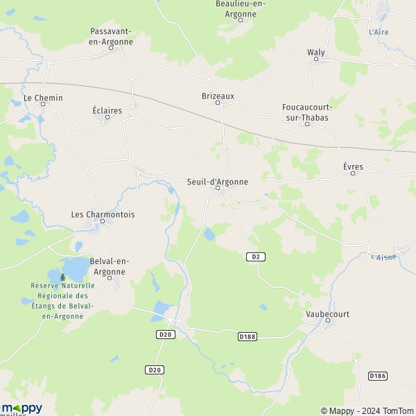 Map Seuild'Argonne map of Seuild'Argonne (55250) and practical