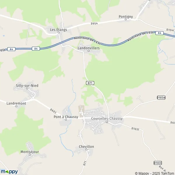 Map CourcellesChaussy map of CourcellesChaussy (57530) and practical