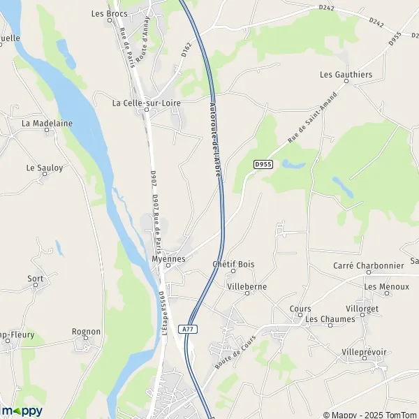 Map Myennes map of Myennes (58440) and practical information