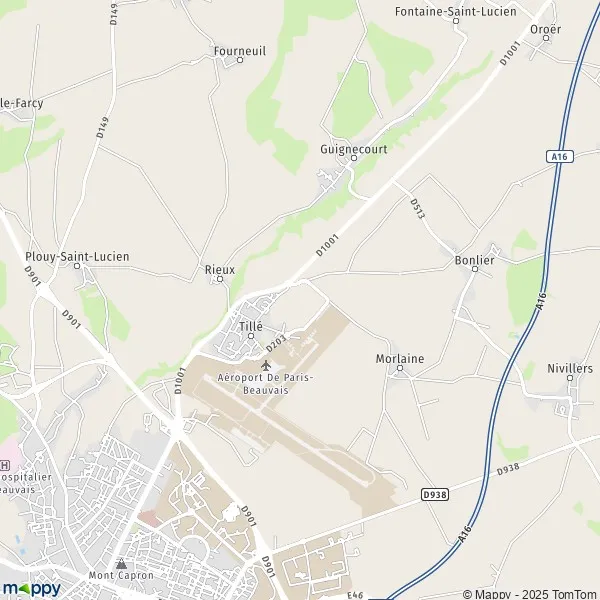 Map Tillé map of Tillé (60000) and practical information