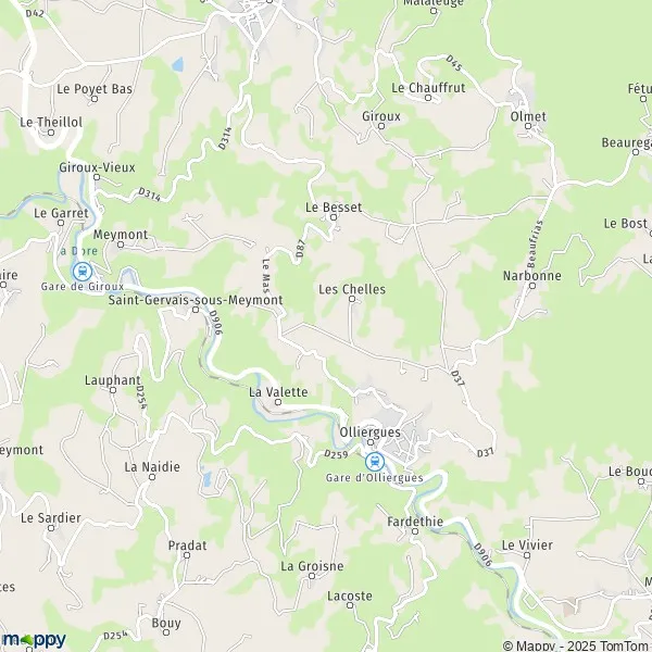 Map Olliergues map of Olliergues (63880) and practical information