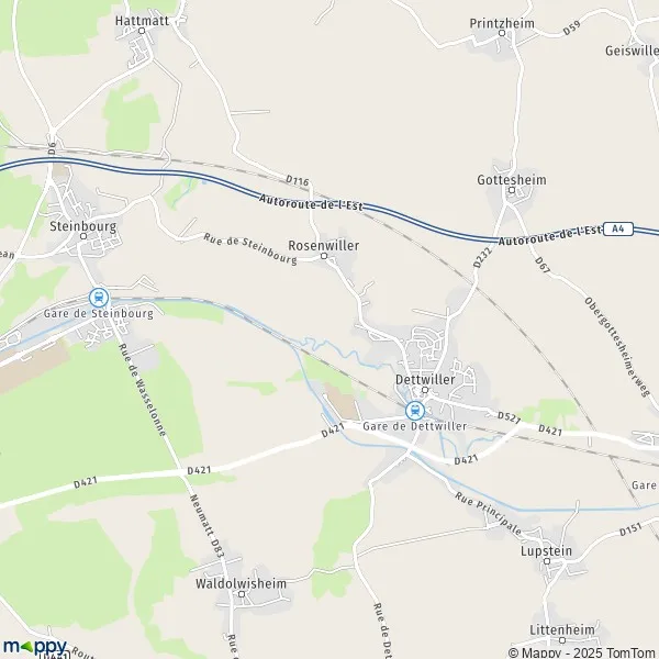 Map Dettwiller map of Dettwiller (67490) and practical information