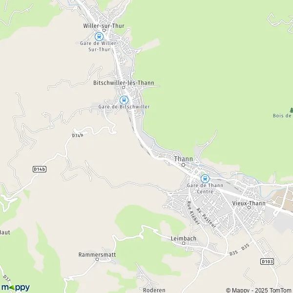 Map Thann map of Thann (68800) and practical information