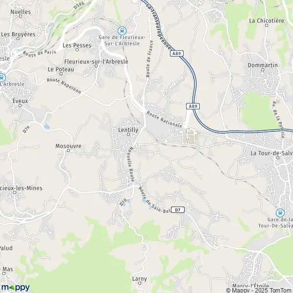 Map Lentilly map of Lentilly (69210) and practical information