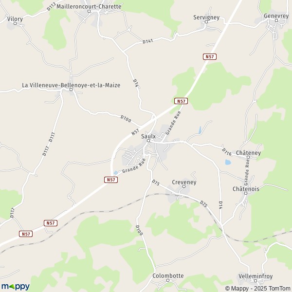 Map Saulx map of Saulx (70240) and practical information