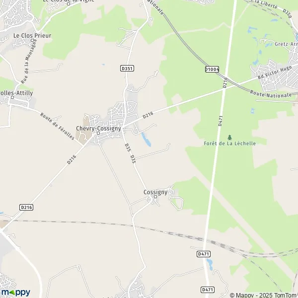 Map ChevryCossigny map of ChevryCossigny (77173) and practical