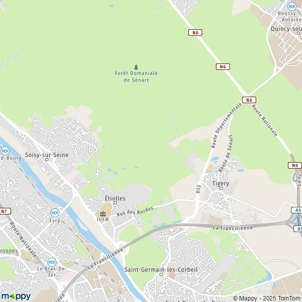 Map Étiolles map of Étiolles (91450) and practical information