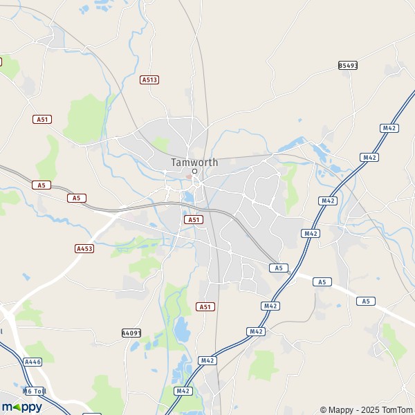 Map Tamworth: map of Tamworth (B77 1) and practical information