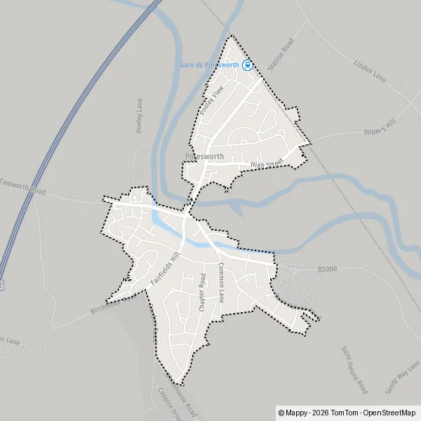 Map Polesworth: map of Polesworth, North Warwickshire B78 1 and ...