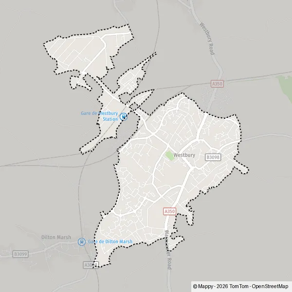 Map Westbury: map of Westbury, Wiltshire BA13 3 and practical information