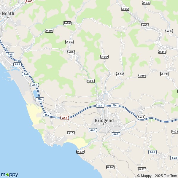 Map Bridgend: map of Bridgend (CF35) and practical information